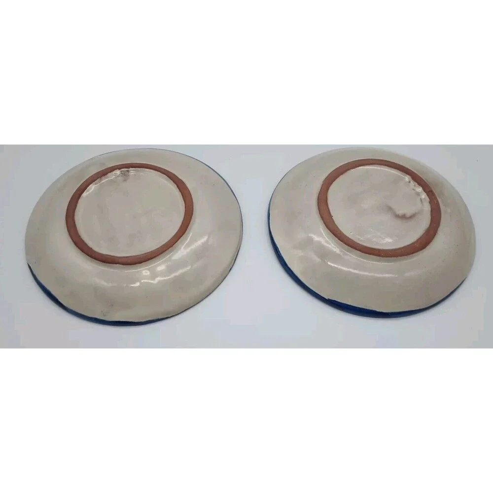 Talavera Calla Lily Hand Painted Mexico Coaster Appetizer Plate Set Of 2